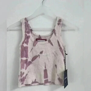 CHNGE TIGER STRIPE TIE DYE
LOGO RIBBED TANK (MAUVE/CHALK) NEW WITH TAG
